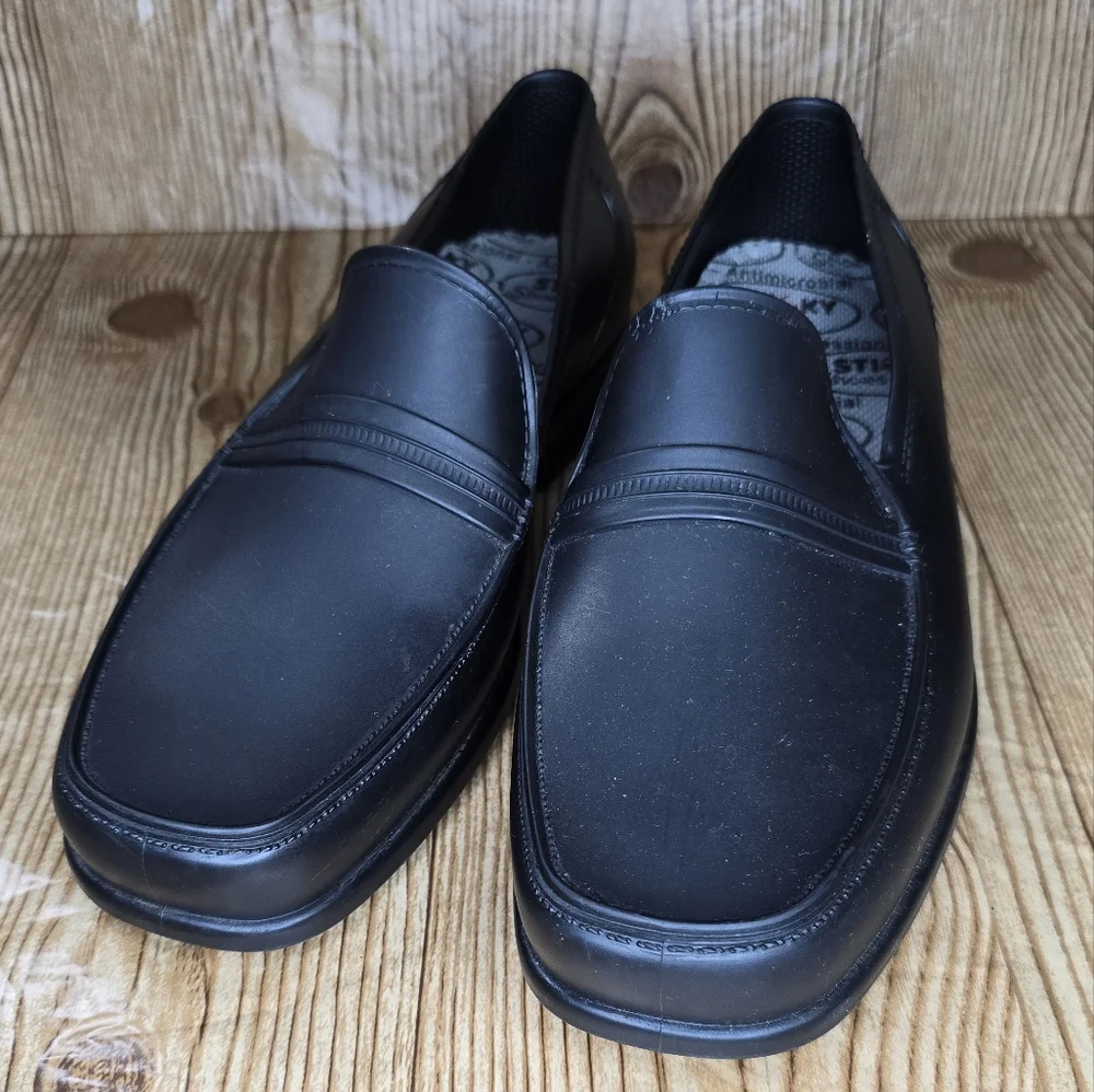 Men's Sticky Shoes Social Man Black Food Service‎ Shoes Size 9.5
